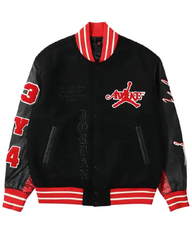 Awake NY x Jordan Letterman Black and Red Jacket