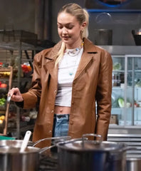 Beat Bobby Flay Gigi Hadid Brown Jacket