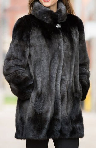 Olivia Textured Mink Stroller Coat in Shearling