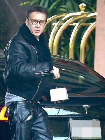Nicolas Cage Black Leather Biker Jacket