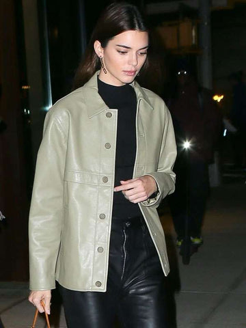 Kendall Jenner Green Leather Jacket