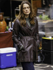 Helen Webb Black Doves S01 Brown Leather Coat