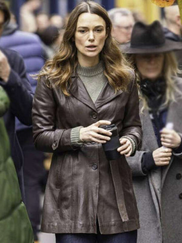 Helen Webb Black Doves S01 Brown Leather Coat