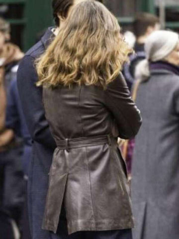 Helen Webb Black Doves S01 Brown Leather Coat