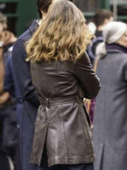 Helen Webb Black Doves S01 Brown Leather Coat