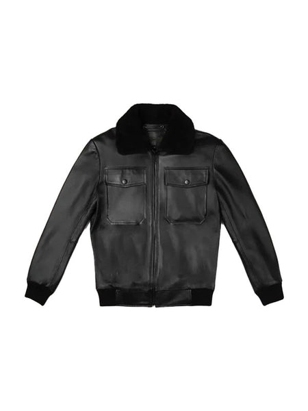 Black G-1 Flight Leather Bomber Jacket Mens
