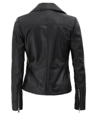 Kinzie Stylish Leather Biker Jacket Women, Black