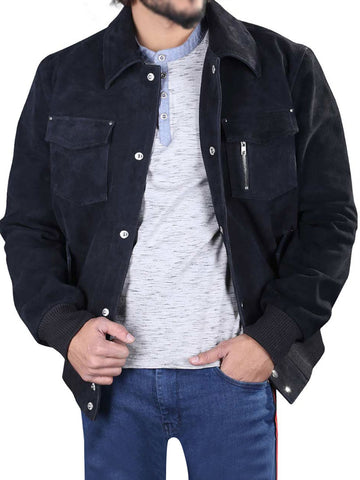 Ralph Bomber Black Suede Leather Jacket