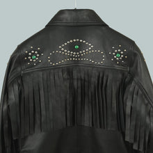Emilia Cowgirl Green Fringe Leather Jacket