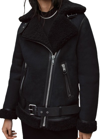 Black Leather Shearling Jacket Maya Stern Fool Me