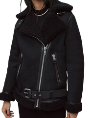 Black Leather Shearling Jacket Maya Stern Fool Me