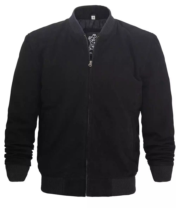 Men's Premium Black Leather Bomber Jacket