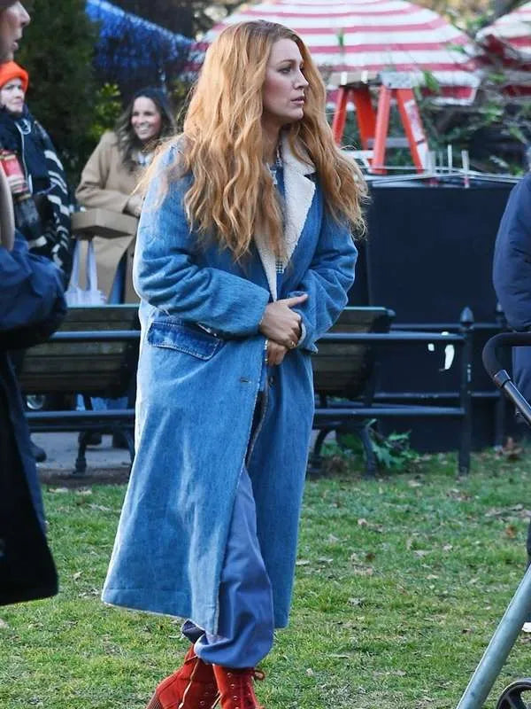 Blake Lively Blue Shearling Coat It End With Us