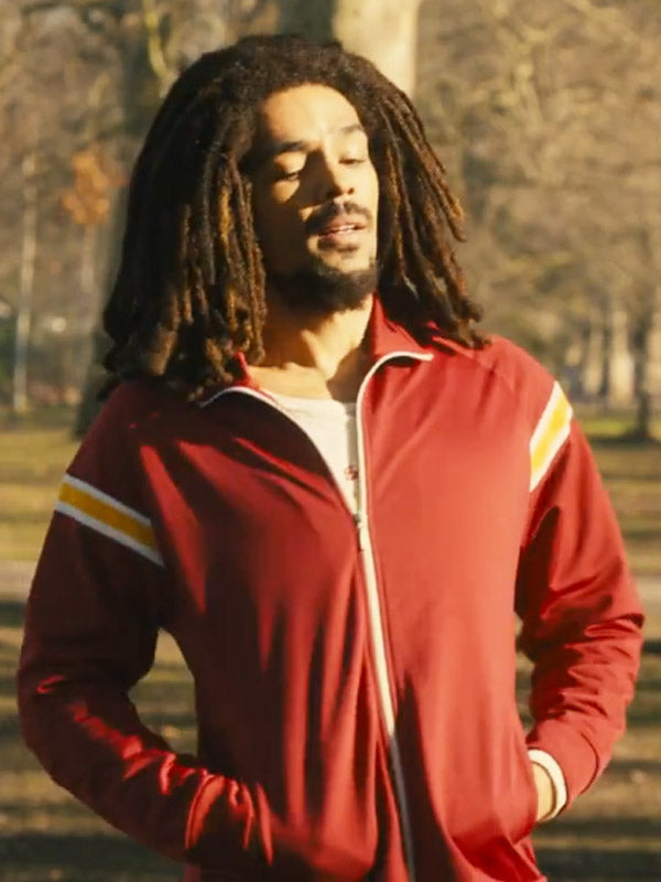 Bob Marley One Love 2024 Kingsley Ben-Adir Red Track Jacket