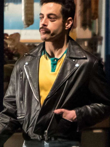 Bohemian Rhapsody Rami Malek Black Leather Jacket