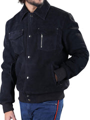 Ralph Bomber Black Suede Leather Jacket