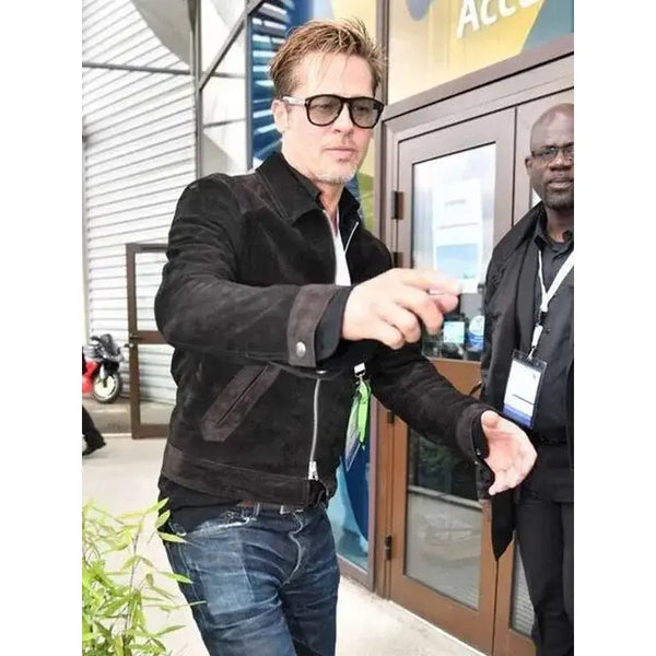 Brad Pitt F1 2025 Black Suede Leather Jacket