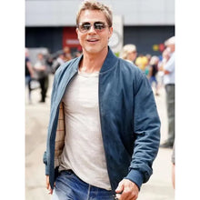 Brad Pitt F1 Blue Bomber Leather Jacket