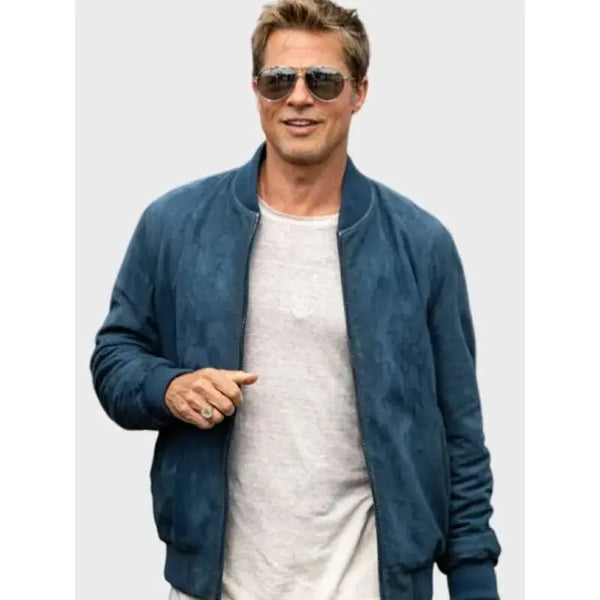Brad Pitt F1 Blue Bomber Leather Jacket