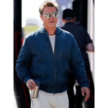 Brad Pitt F1 Blue Bomber Leather Jacket