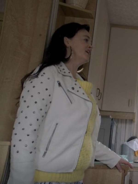 Carol Brassic S05 White Leather Jacket