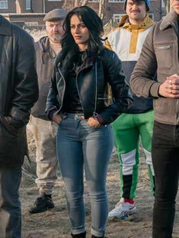 Meena Brassic S05 Black Leather Jacket