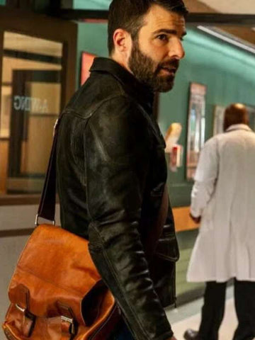 Dr. Oliver Wolf Brilliant Minds Black Leather Jacket