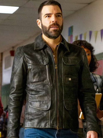 Dr. Oliver Wolf Brilliant Minds Black Leather Jacket
