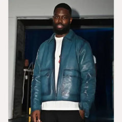 Ghetts Blue Leather Jacket