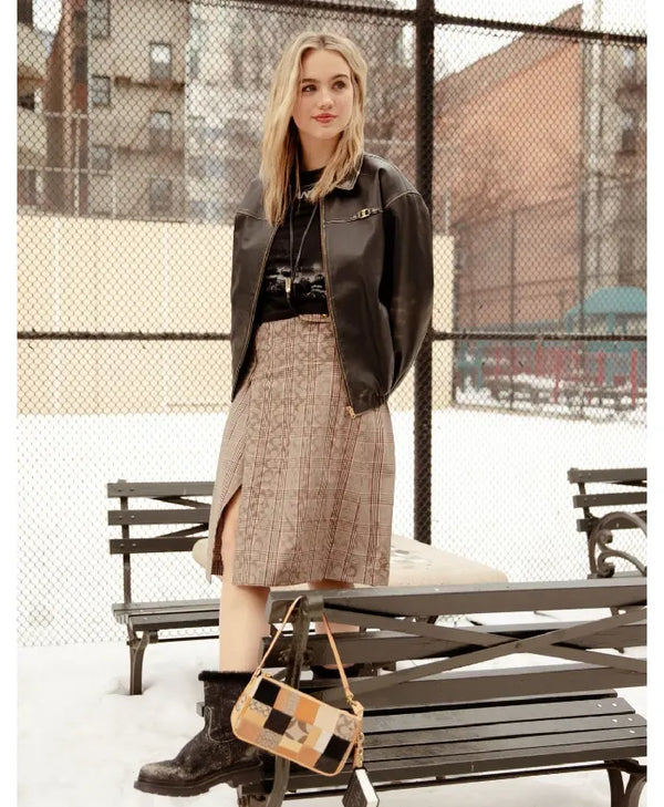 Emma Brooks Black Leather Bomber Jacket