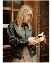 Emma Brooks Black Leather Bomber Jacket