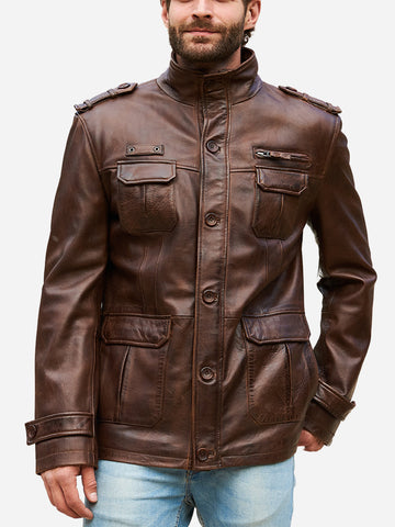 Oliver Brown Leather Distressed Jacket