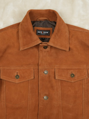 Ricardo Brown Leather Suede Trucker Jacket