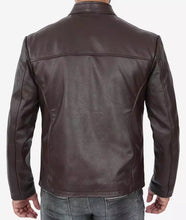 Mens Dark Brown Premium Cowhide Leather Cafe Racer Jacket