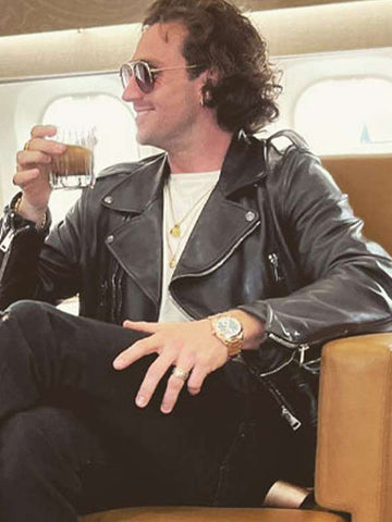 Aaron Taylor-Johnson Bullet Train Premiere Black Leather Jacket