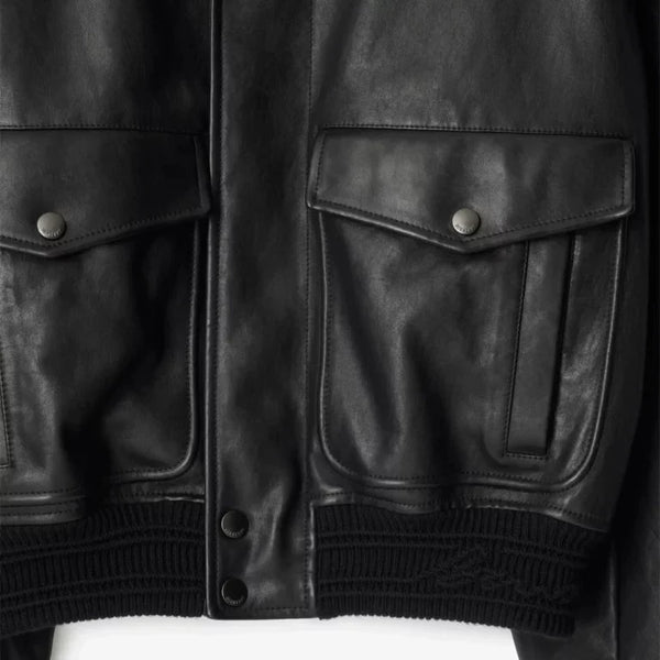 Burberry Black Bomber Leather Jacket
