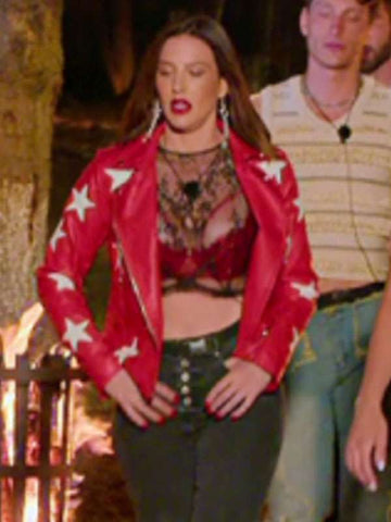 Polly Brindle Battle Camp S01 Red Leather Jacket