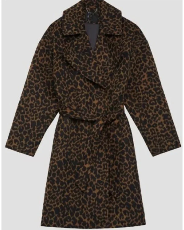 Stana Katic Murder in a Small Town Brown Print Coat