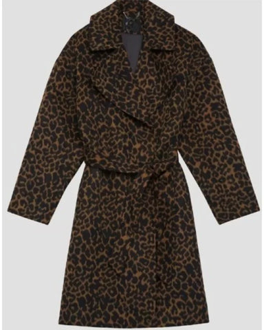 Stana Katic Murder in a Small Town Brown Print Coat