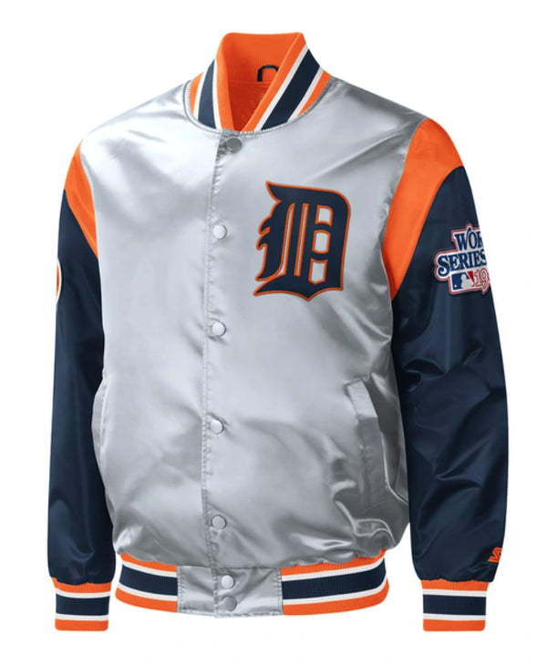 Detroit Tigers Starter Gray Satin Jacket