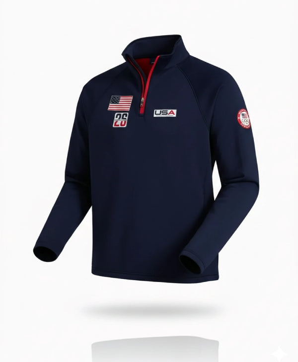 Team USA Quarter Zip Navy Pullover Jacket