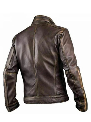 Stylish Cafe Racer Distressed Brown Men’s Leather Jacket