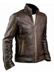 Stylish Cafe Racer Distressed Brown Men’s Leather Jacket