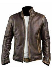 Stylish Cafe Racer Distressed Brown Men’s Leather Jacket