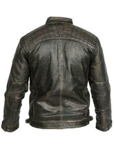 Mens Biker Casual Vintage Leather Black Jacket