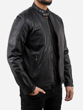 Alfredo Black Cafe Racer Vintage Leather Jacket
