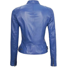 Cafe Racer Blue Women's Leather Jacket