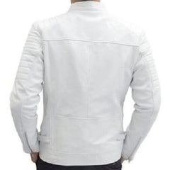 Cafe Racer Retro White Leather Jacket