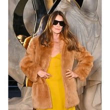 PFW Photocall Carla Bruni Brown Fur Coat