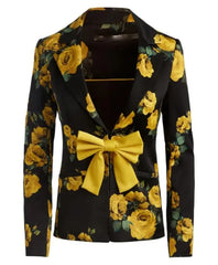 Elsbeth S03 Carrie Preston Floral Yellow Bow Blazer